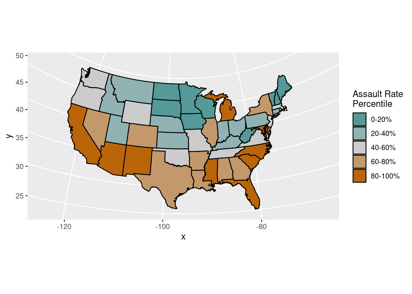 Choropleth map with discretized data